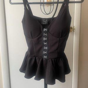 Black tank top with flared bottom half